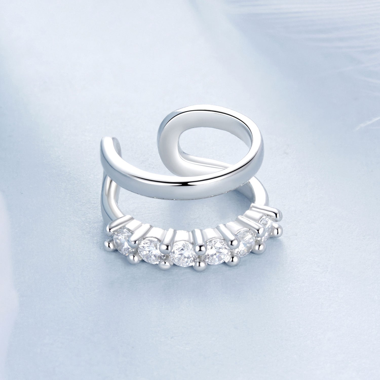 925 Sterling Silver Earrings with Pavé Setting CZ in Platinum DestGlow