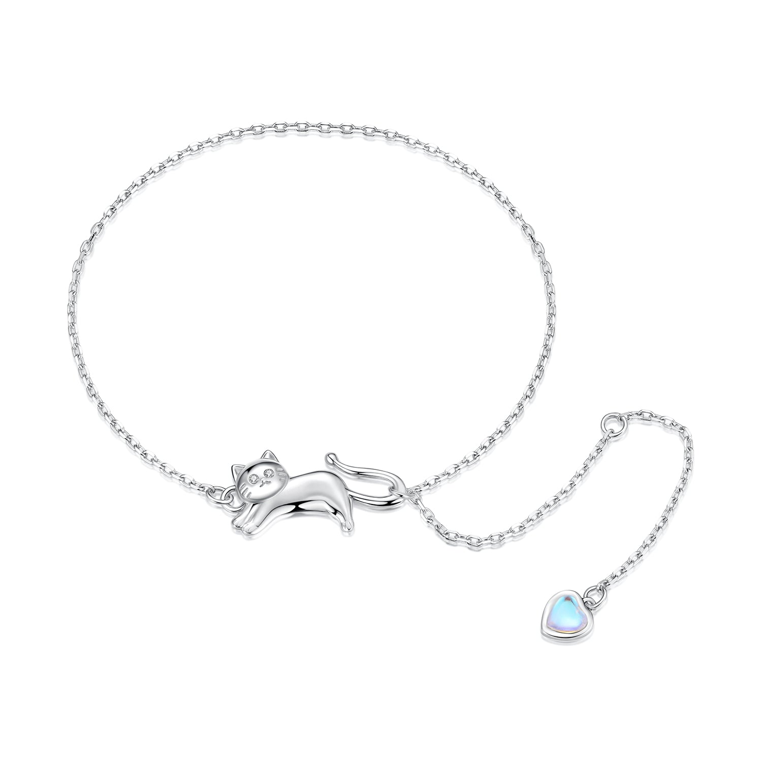 925 Sterling Silver White Gold Plated Moonstone CZ Bracelet for Women DestGlow