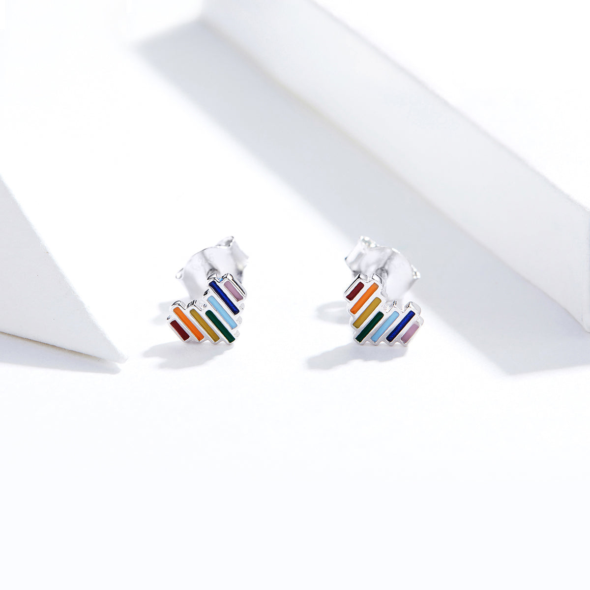 925 Sterling Silver Plated Platinum Earrings 0.5x0.6cm DestGlow