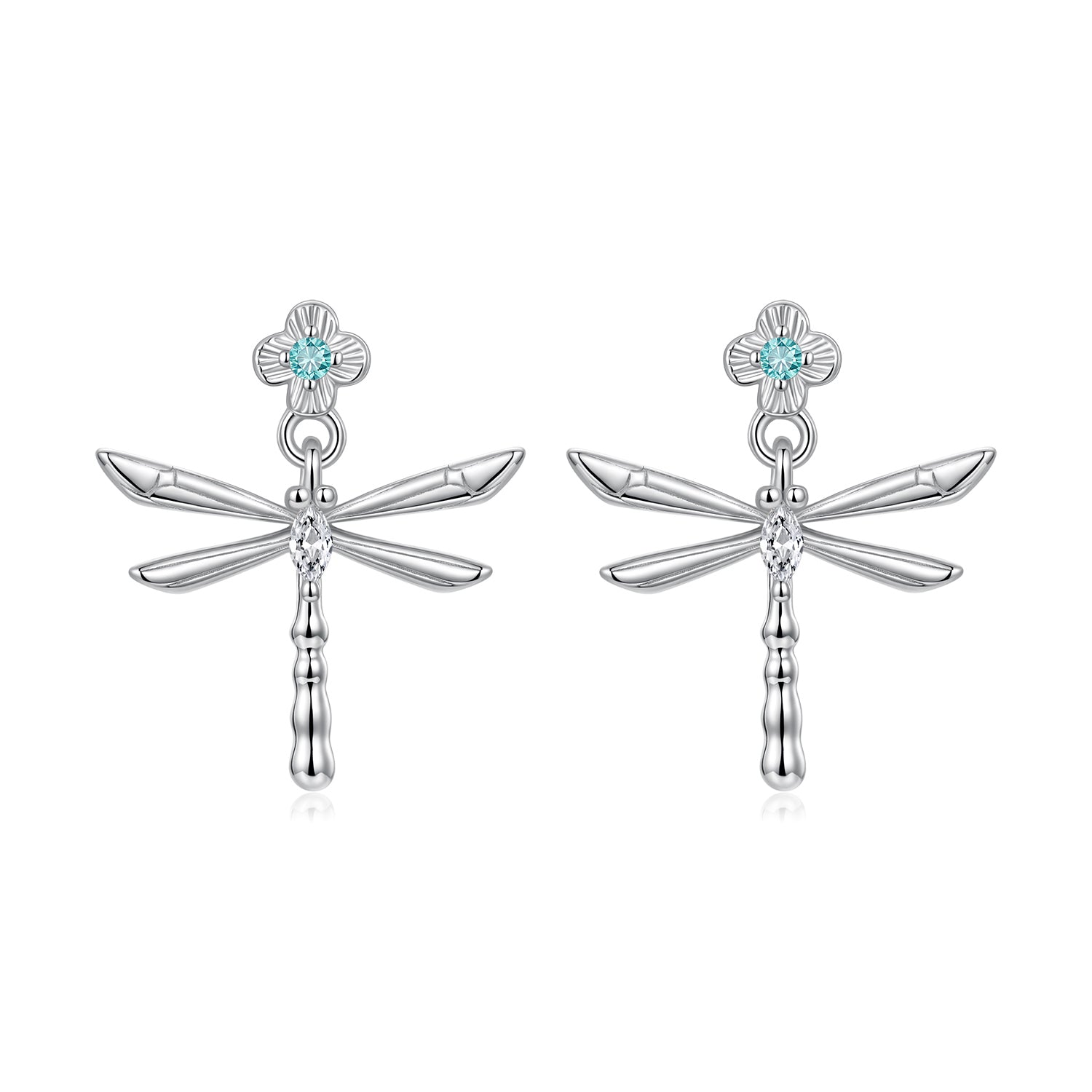 925 Sterling Silver Earrings with Pavé Setting CZ and Transparent Glass DestGlow