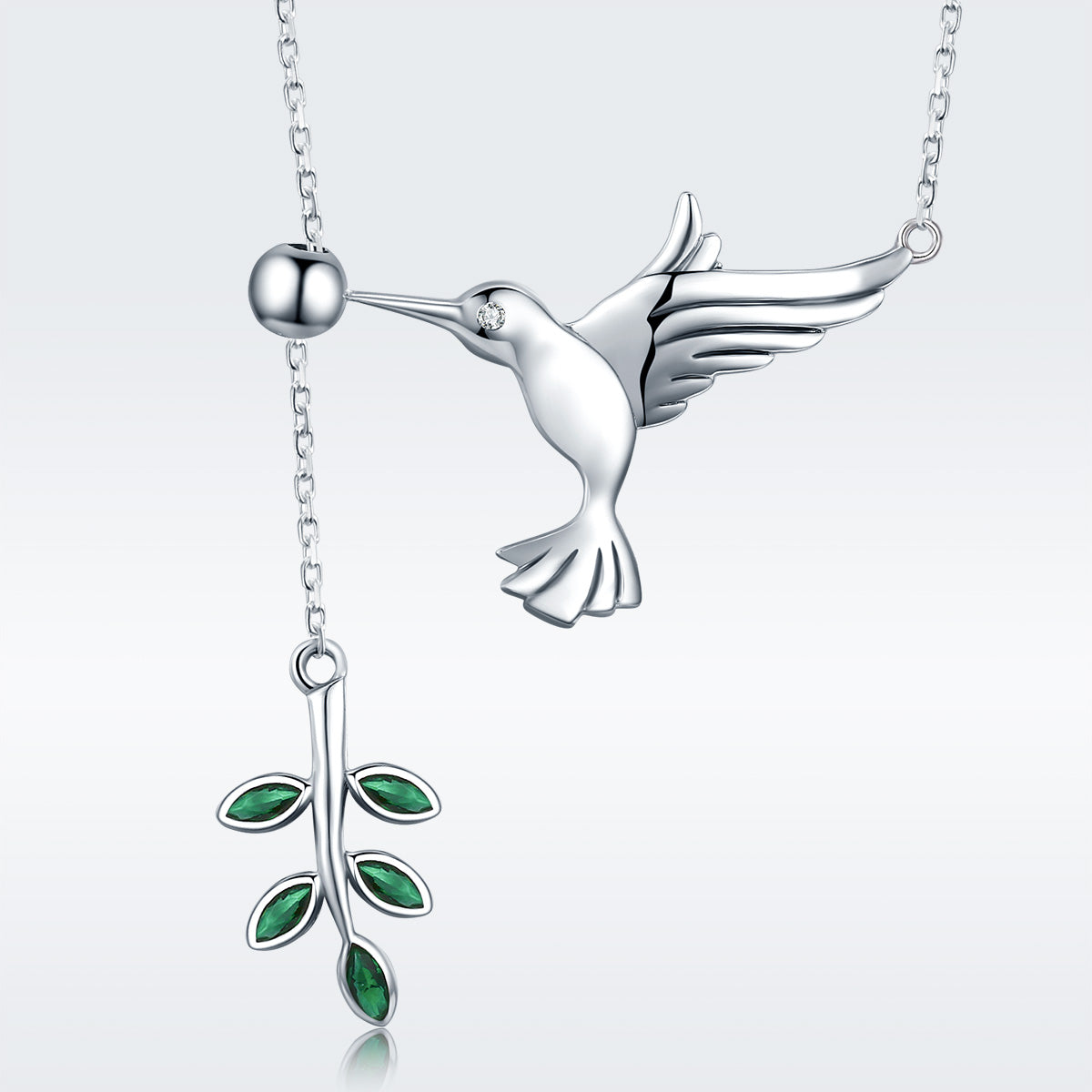 925 Sterling Silver Necklace with Bird and Leaves Design for Women DestGlow
