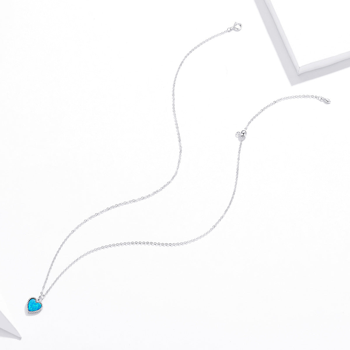 925 Sterling Silver Plated Translucent Opal Necklace 45cm for Women DestGlow