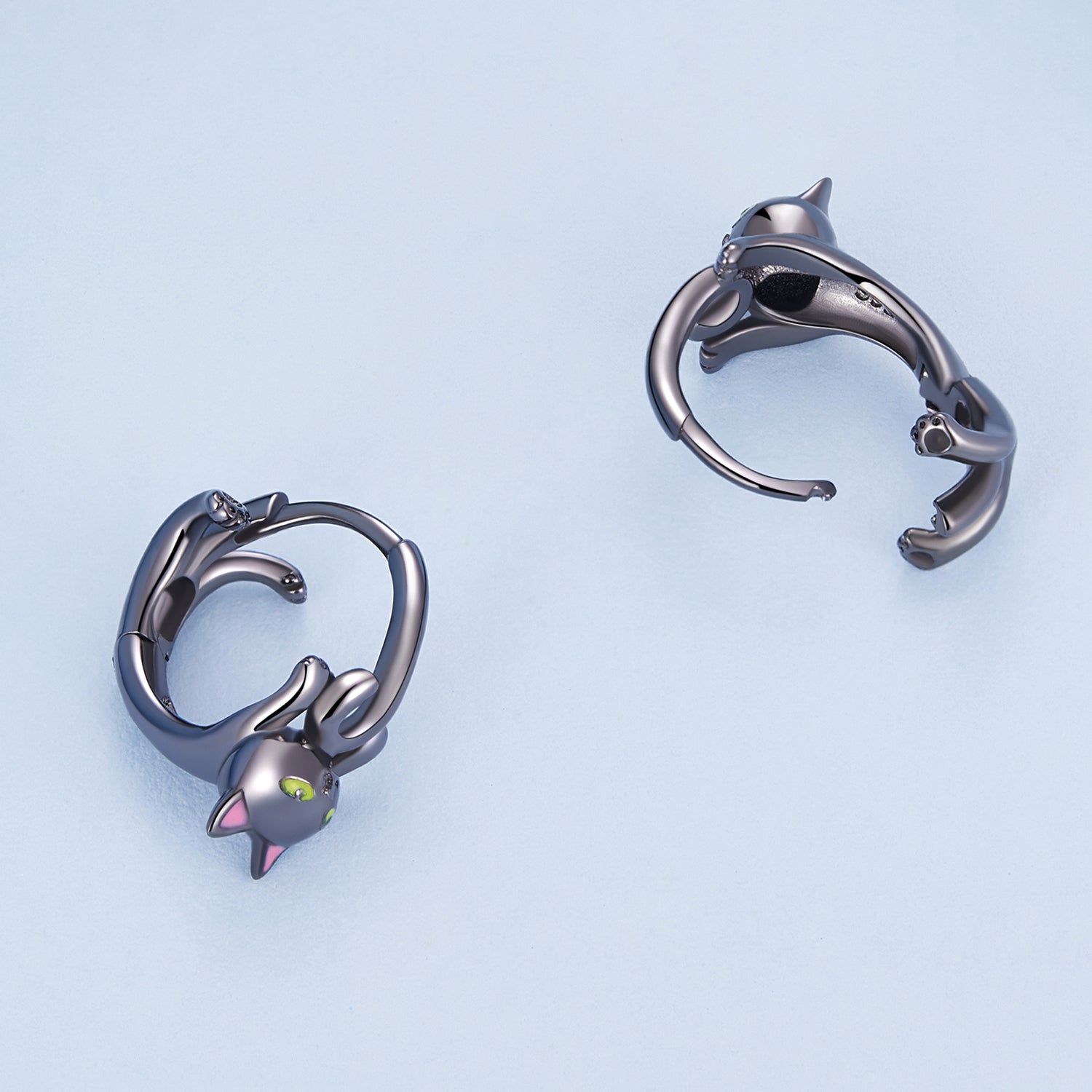 925 Sterling Silver Enamel Black Gold Earrings for Women DestGlow