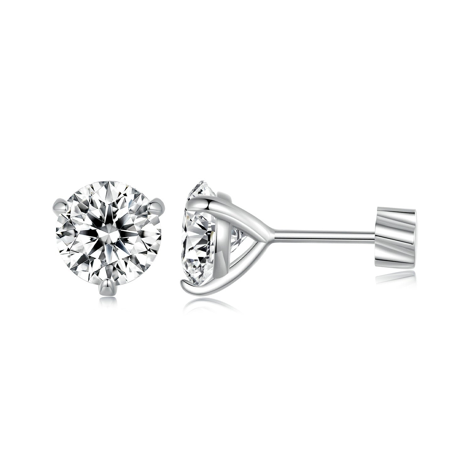 925 Sterling Silver Moissanite Earring 0.7cm White Gold Plated for Women DestGlow