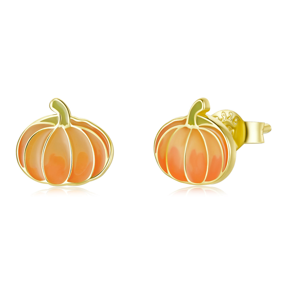 925 Sterling Silver Earrings with Enamel Finish in Gold Plating - 0.8*0.9cm for Women DestGlow