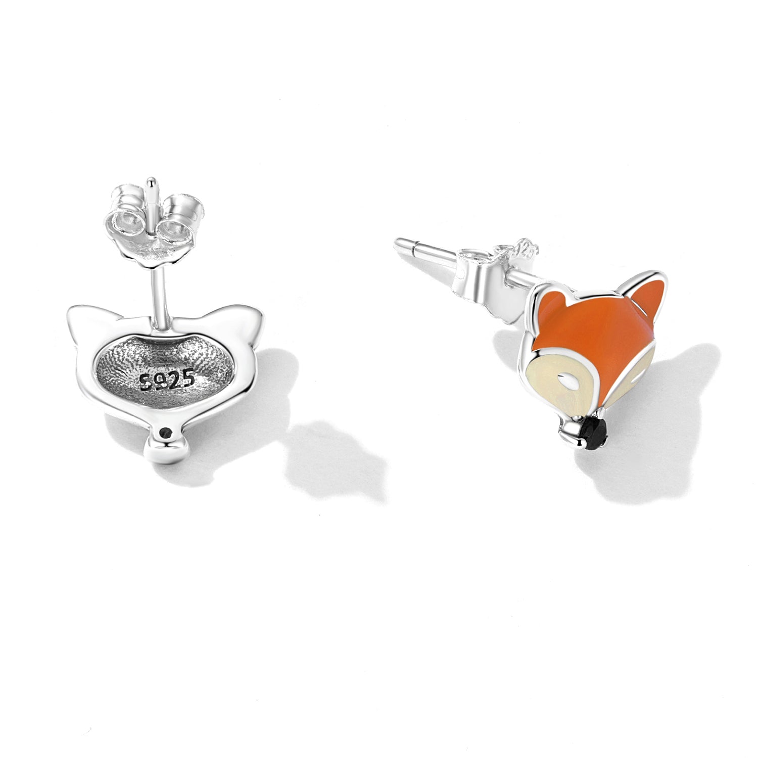 925 Sterling Silver Earrings with Pavé Setting and Enamel Process, Oxidized, 0.7*0.9cm for Women DestGlow