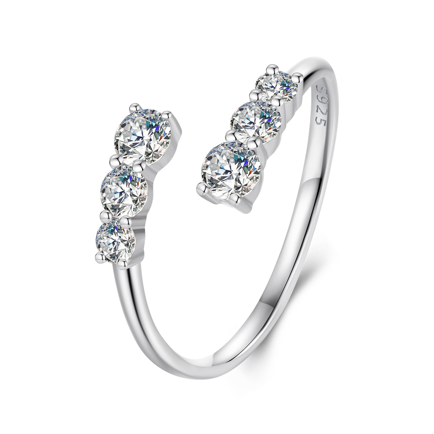 925 Sterling Silver Moissanite Ring for Women - Size E - Plated White Gold DestGlow