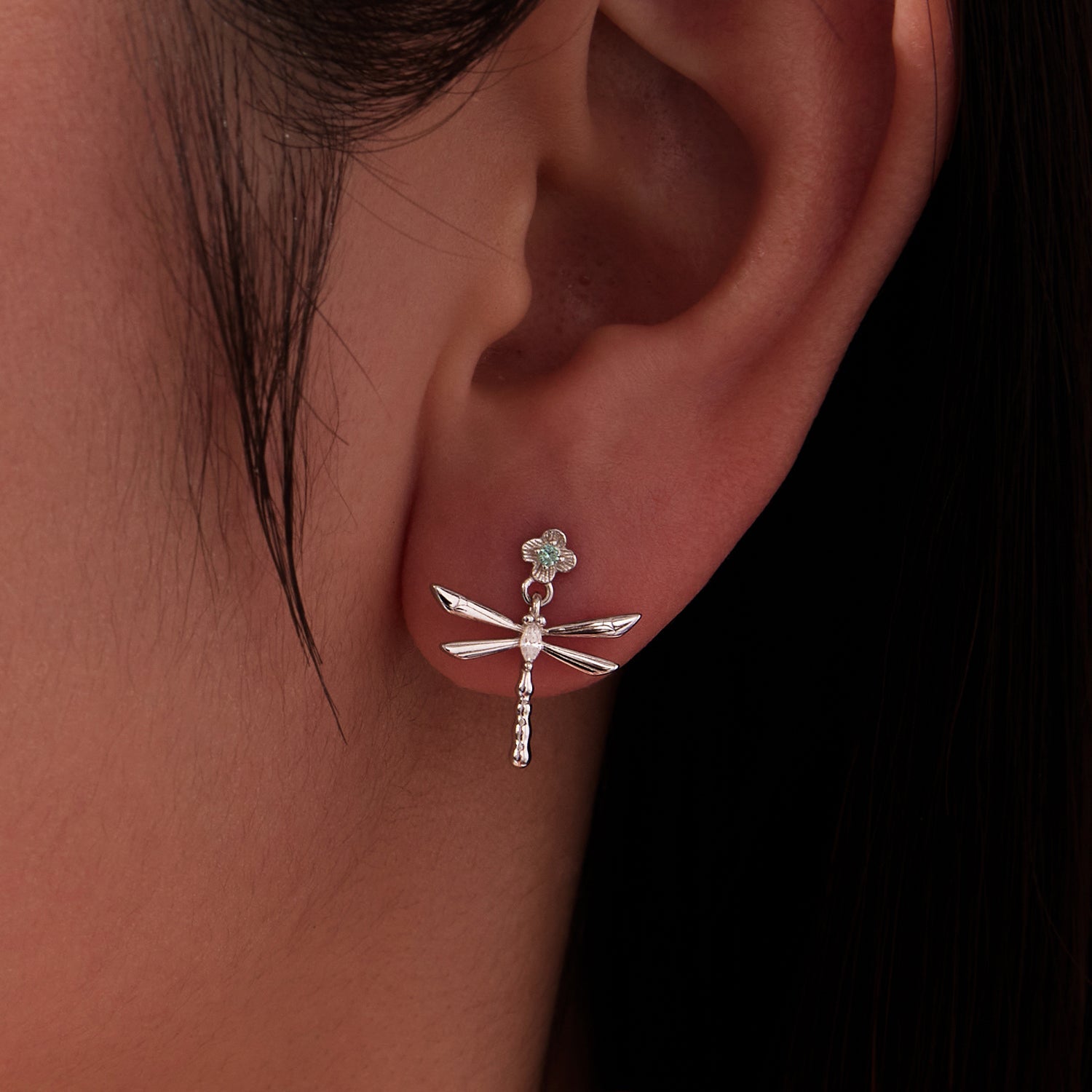 925 Sterling Silver Earrings with Pavé Setting CZ and Transparent Glass DestGlow