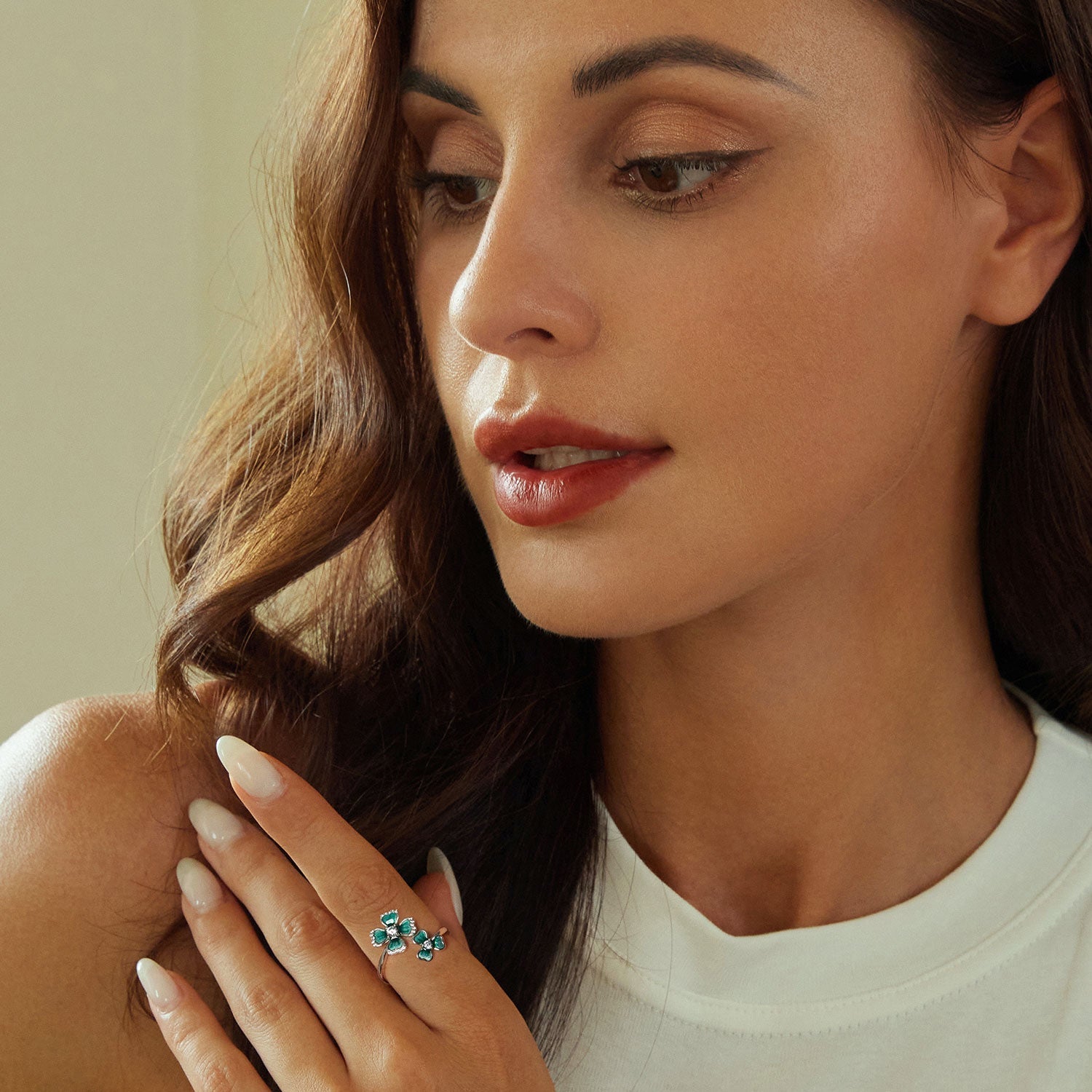 925 Sterling Silver Enamel Pavé CZ Ring for Women DestGlow