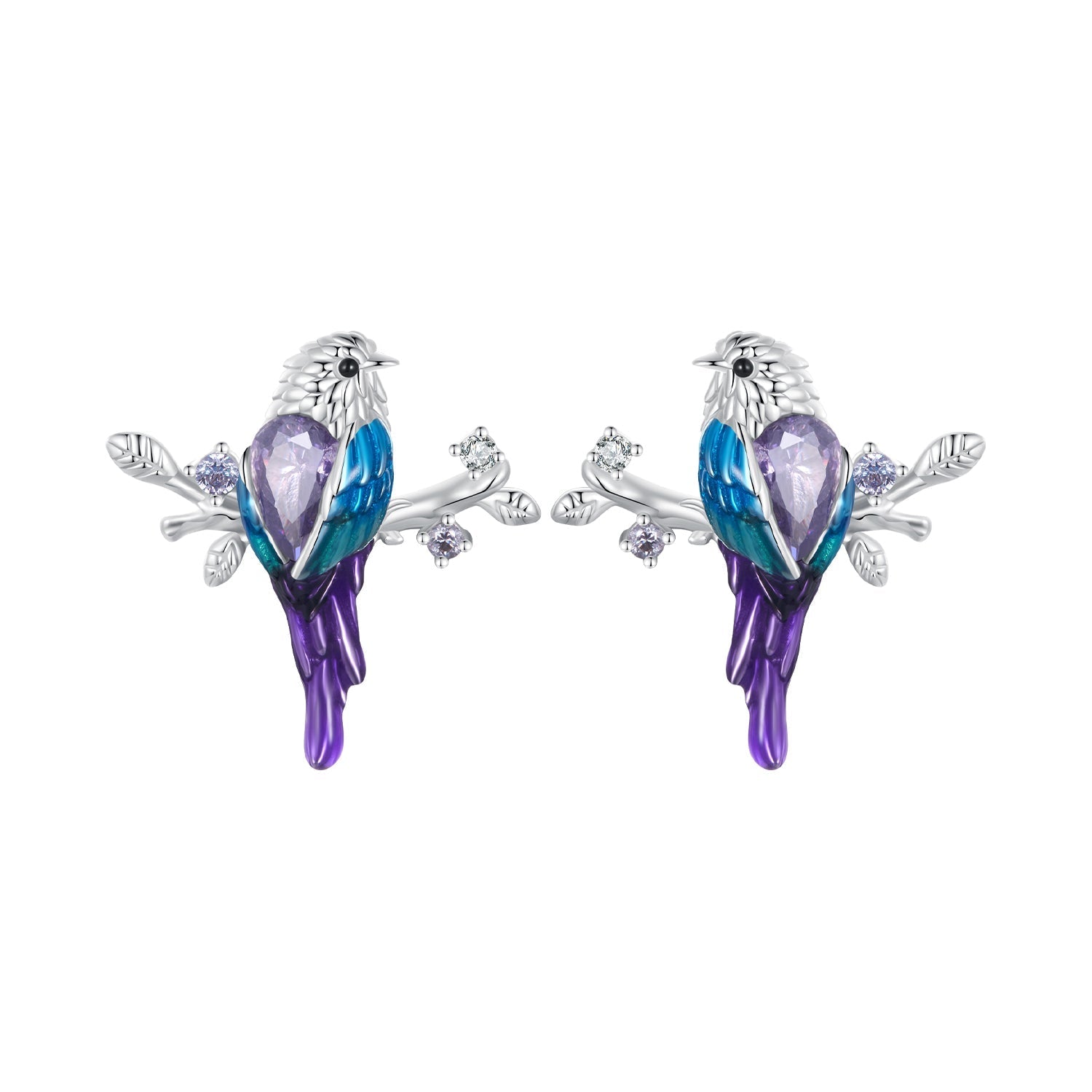 925 Sterling Silver Enamel Process Pavé Setting CZ Earrings