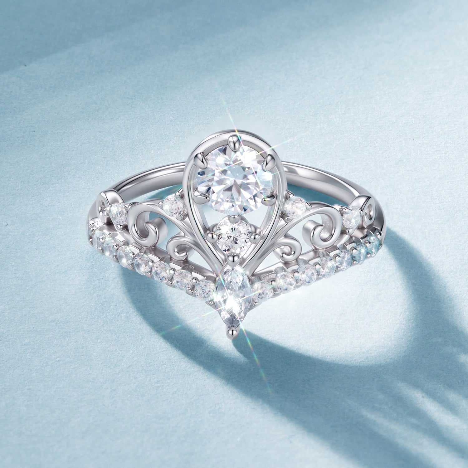 925 Sterling Silver 0.5 Carat Moissanite Ring in Size 6 for Women DestGlow