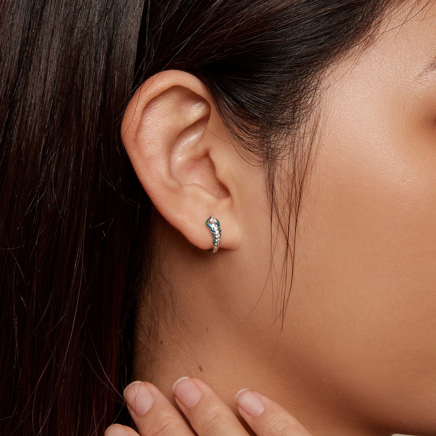 925 Sterling Silver Enamel Oxidized Earrings with Pavé Setting for Women DestGlow