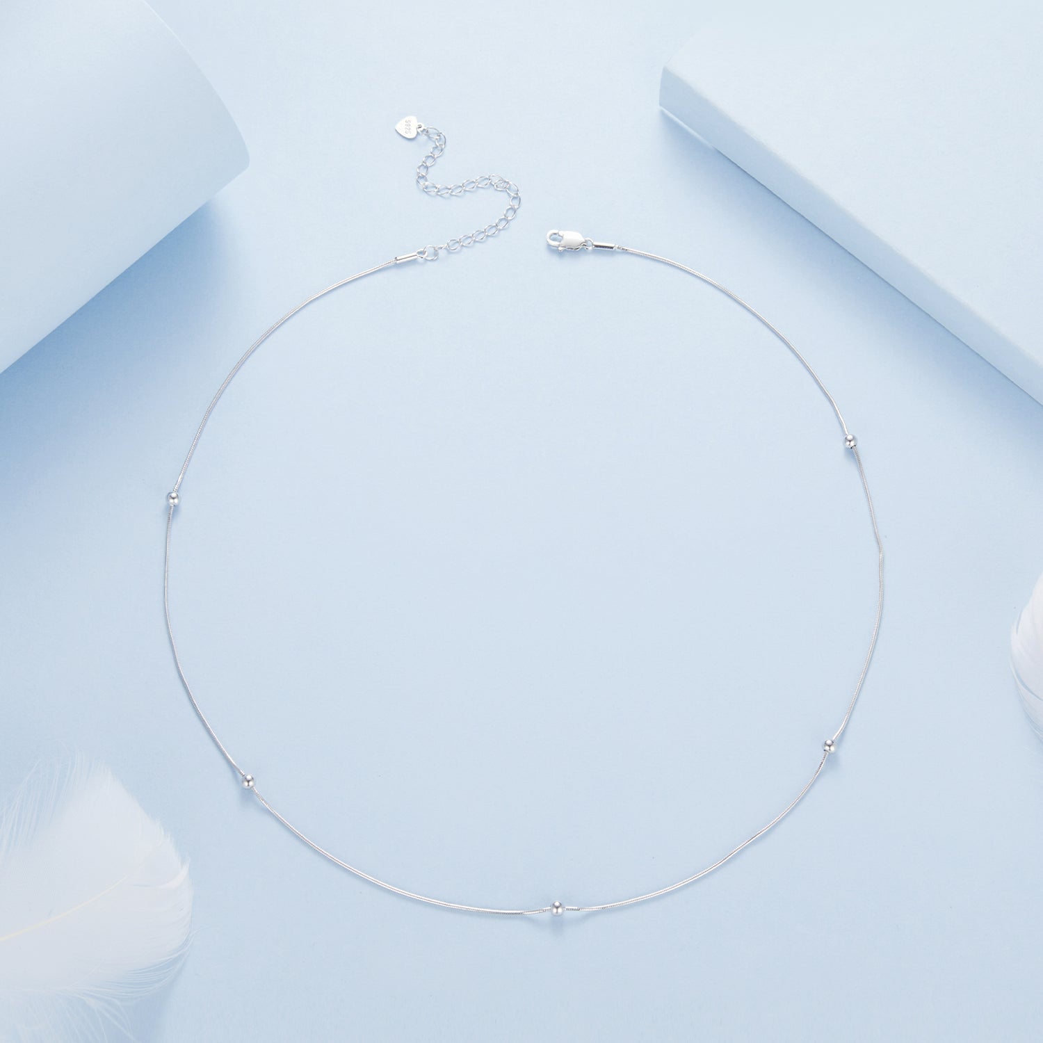 925 Sterling Silver Necklace with White Gold Plating, Length 40+5cm, Chain Thickness 0.08cm, for Women DestGlow