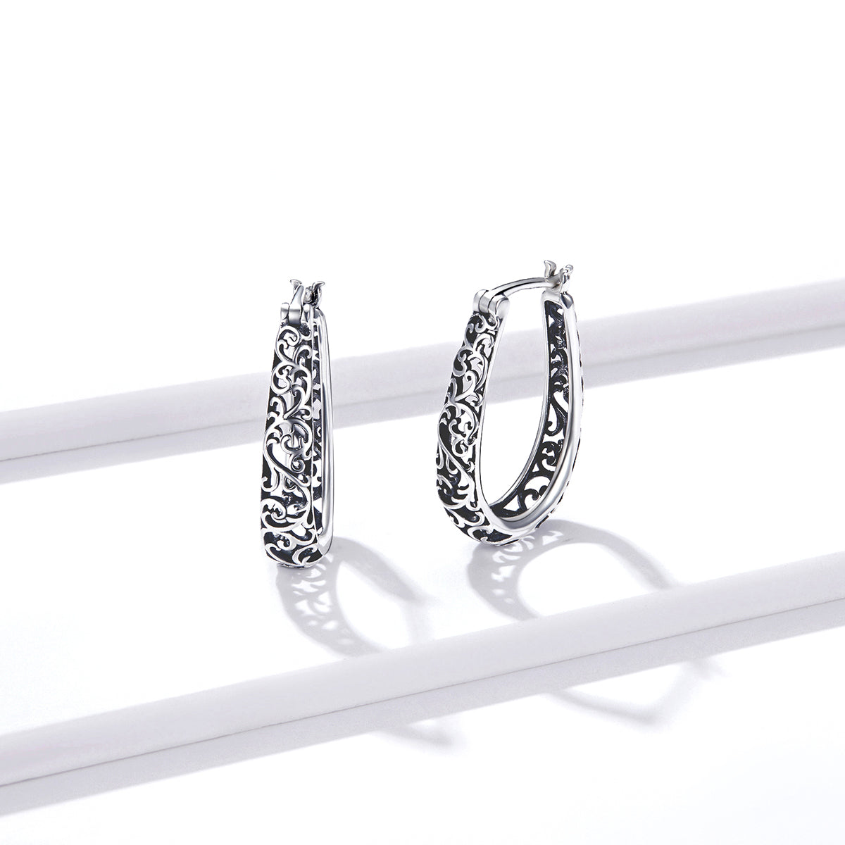 925 Sterling Silver Earrings 2.3*0.4cm Oxidized Silver for Women DestGlow