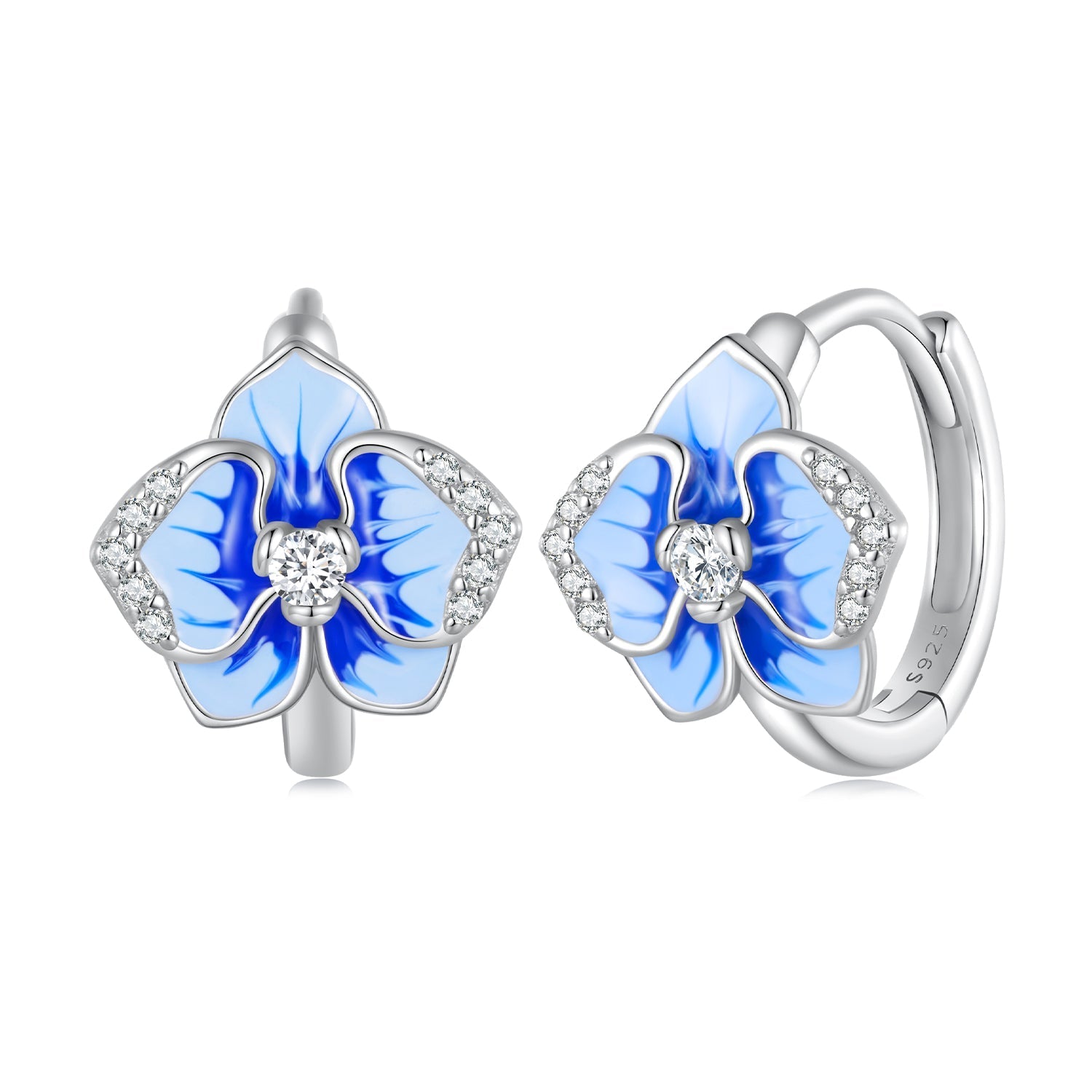 925 Sterling Silver Earrings with Enamel and Pavé Setting, 10mm for Women DestGlow