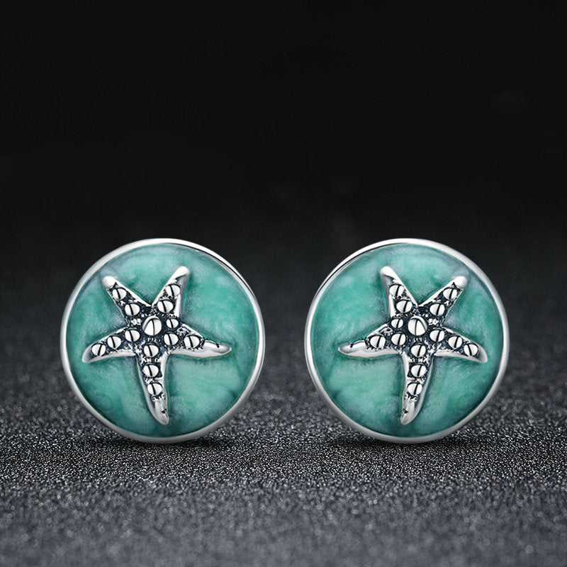 925 Sterling Silver Oxidized Enamel Earrings