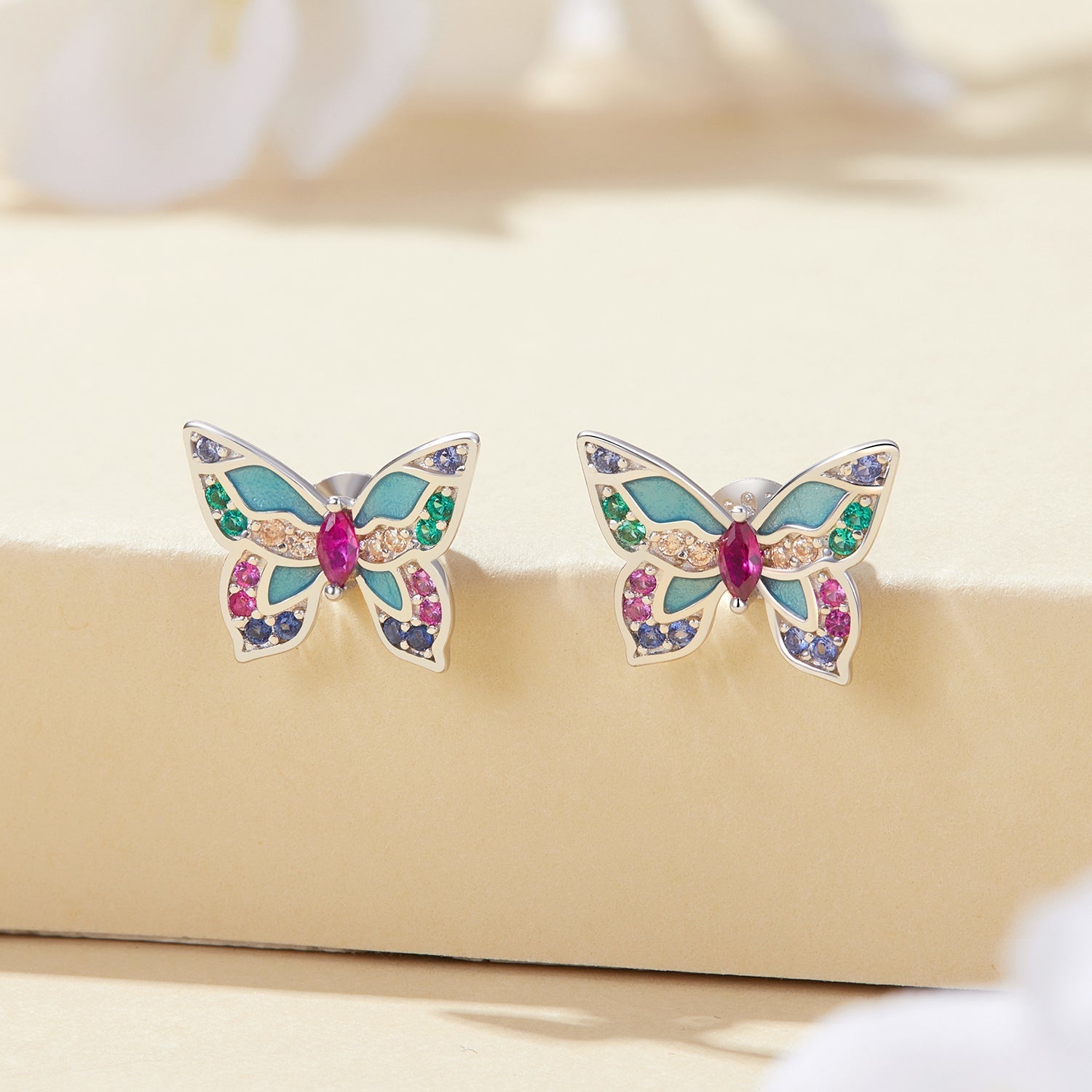 925 Sterling Silver Earrings with Enamel and CZ for Women DestGlow