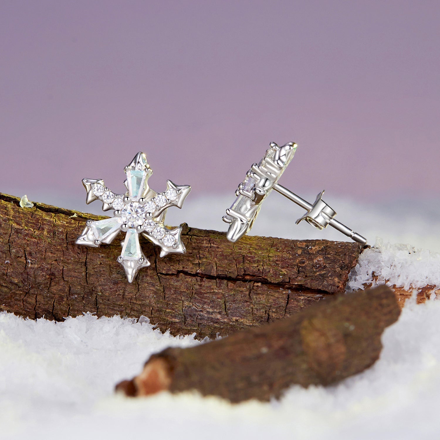 925 Sterling Silver Earrings with Plated White Gold and CZ DestGlow