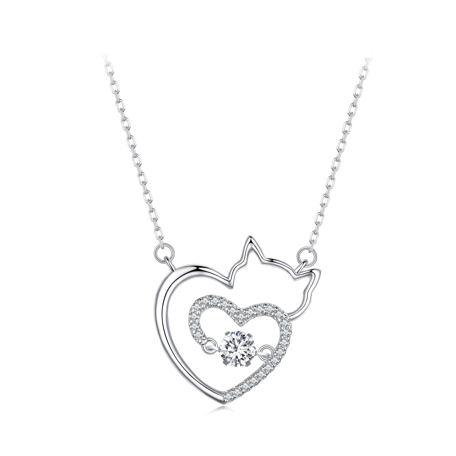 925 Sterling Silver Necklace with 19*18mm Pavé Setting CZ Pendant DestGlow