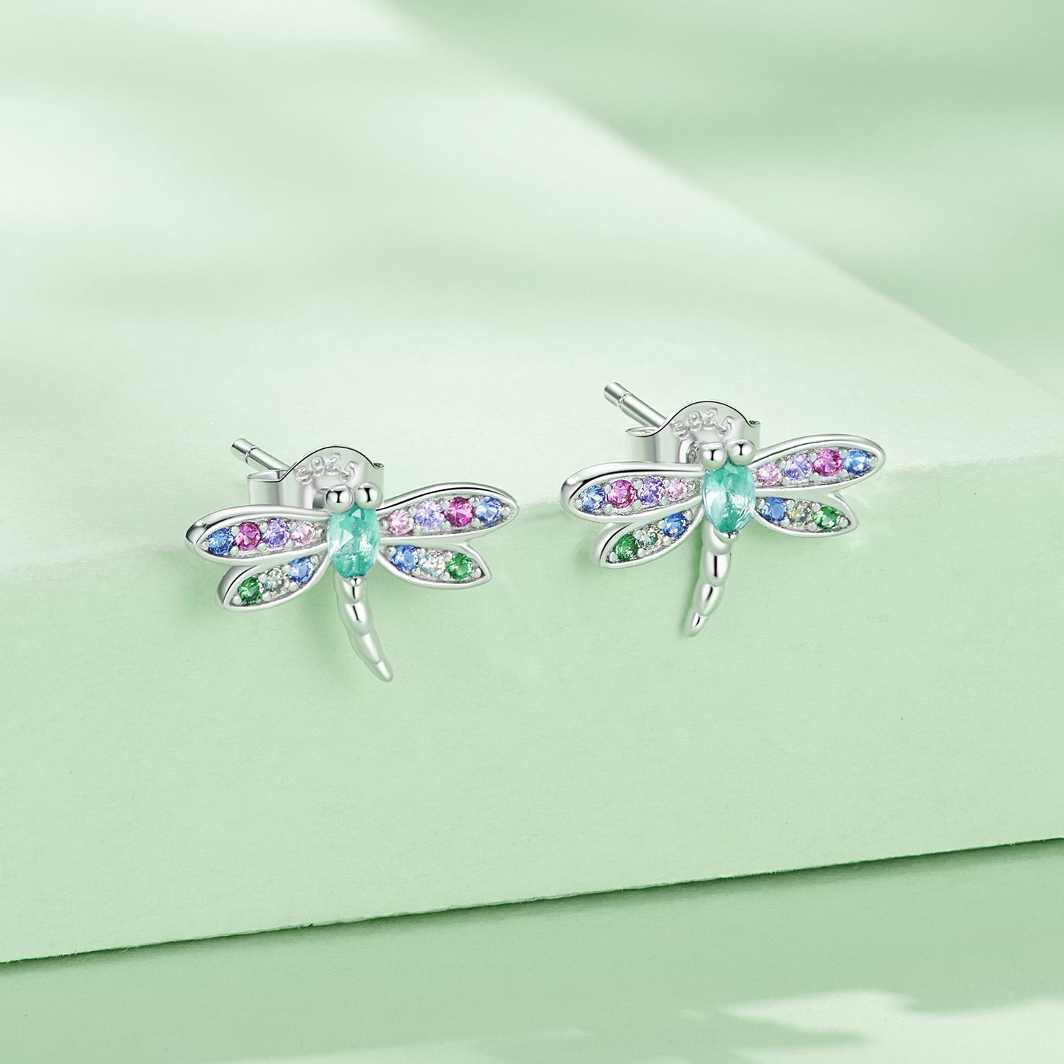 925 Sterling Silver Earrings with Pavé CZ and Transparent Glass DestGlow