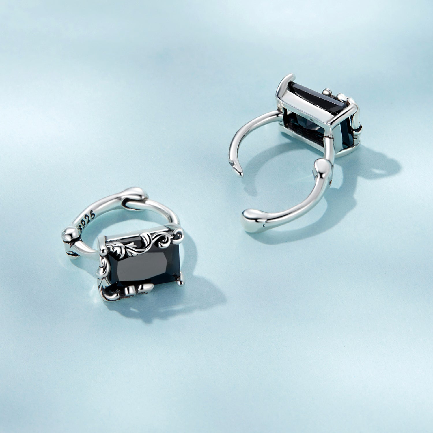 925 Sterling Silver Earrings with CZ and Oxidized Finish for Women DestGlow