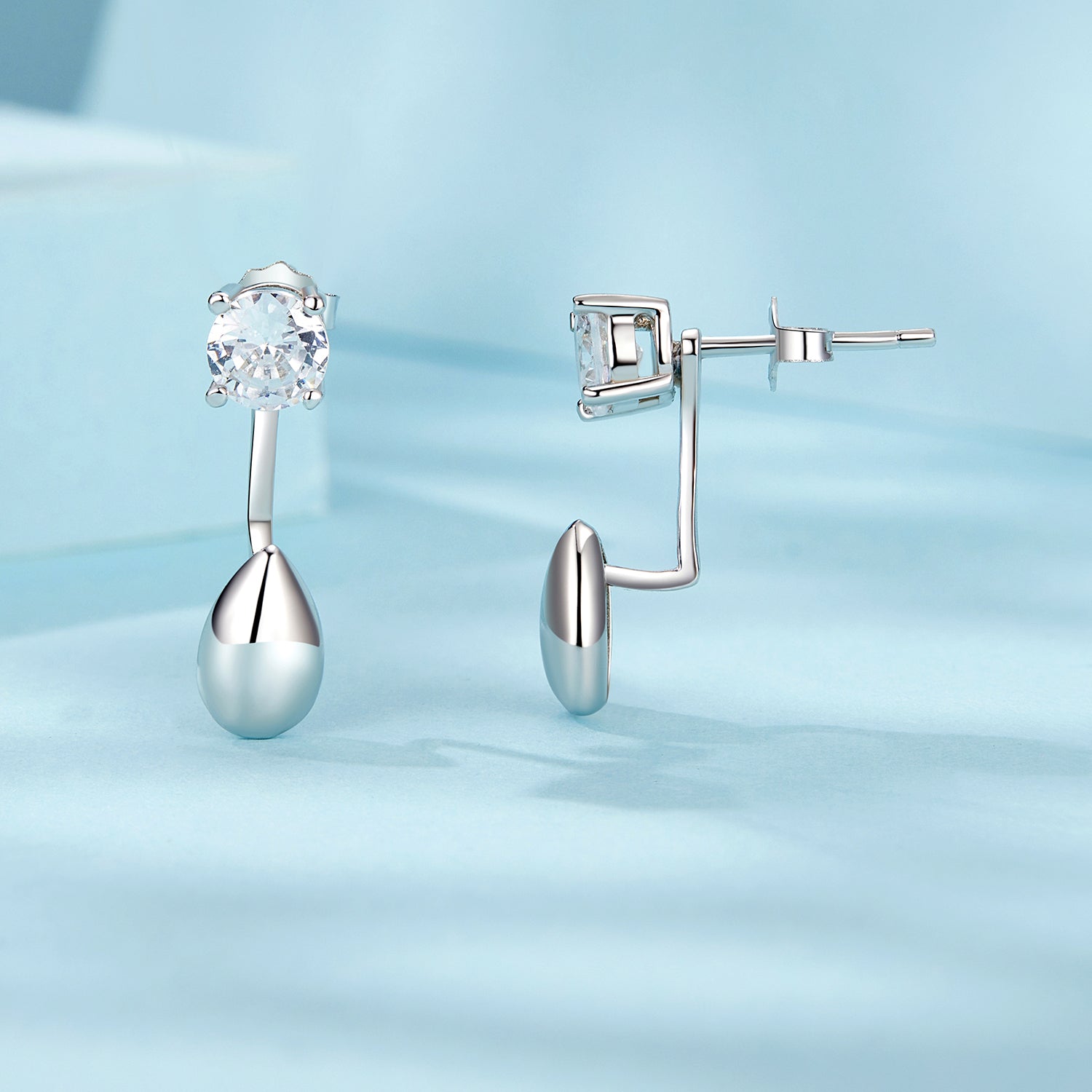 925 Sterling Silver Plated White Gold Earrings with Pavé Setting CZ DestGlow