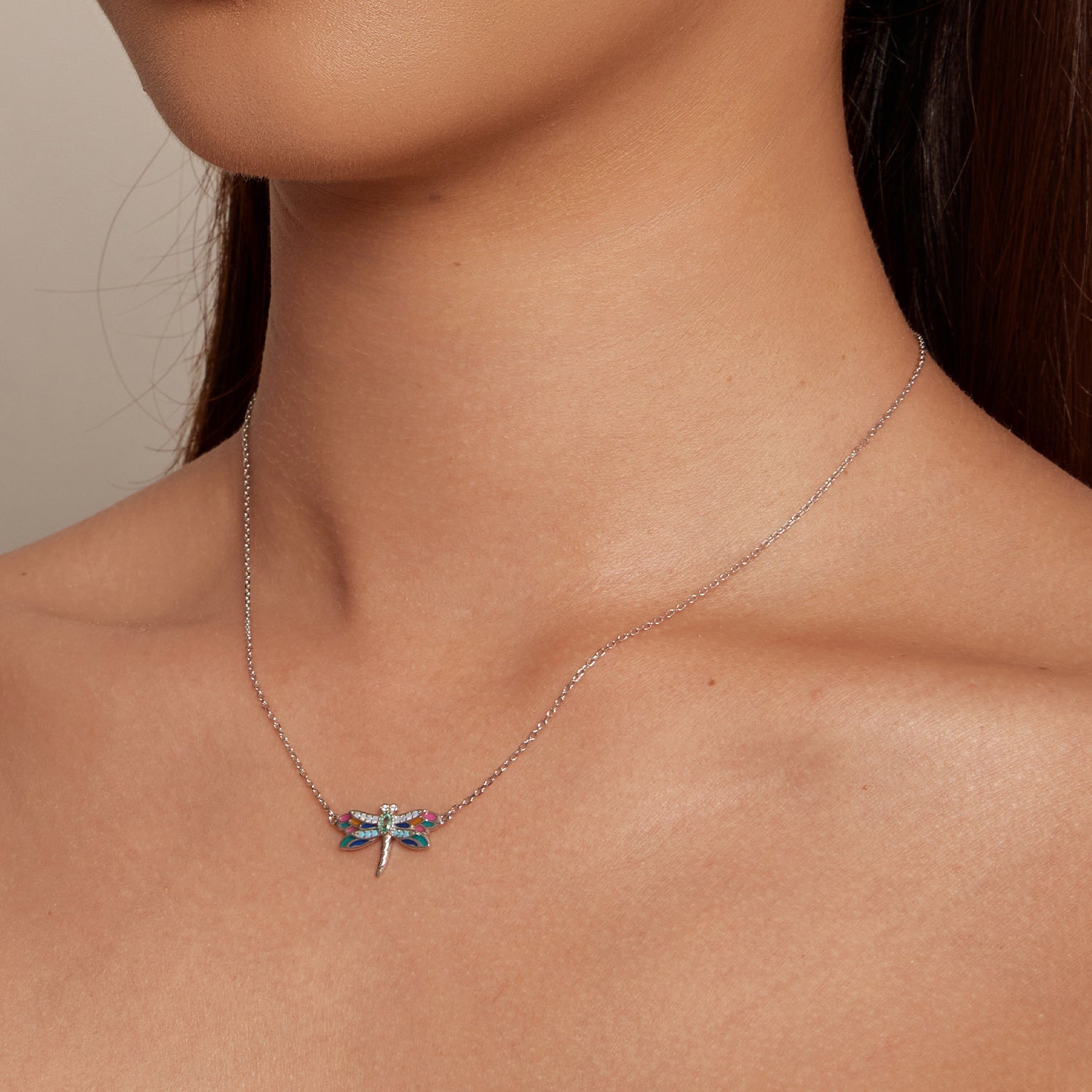 925 Sterling Silver Pendant Necklace with Pavé CZ and Plated Platinum DestGlow