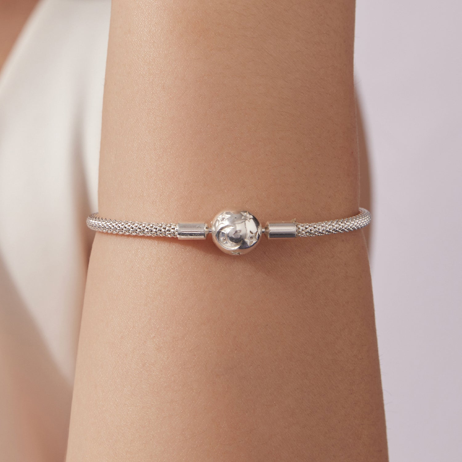 925 Sterling Silver CZ Pavé Setting Bracelet, Size 17.0 for Women DestGlow