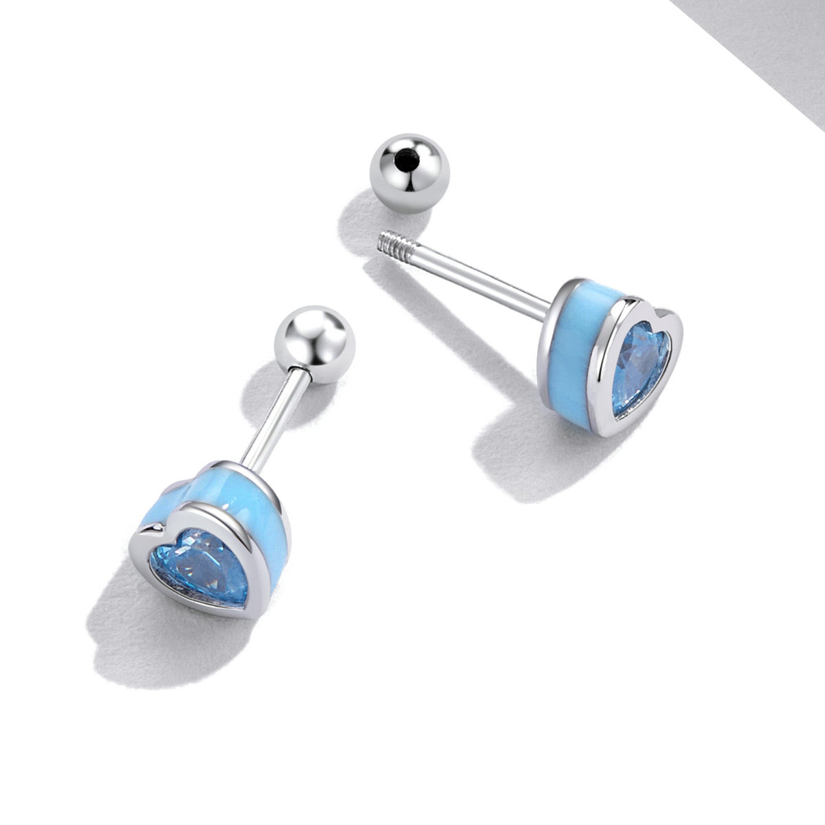 925 Sterling Silver Earrings with Pavé Setting and Enamel for Women DestGlow