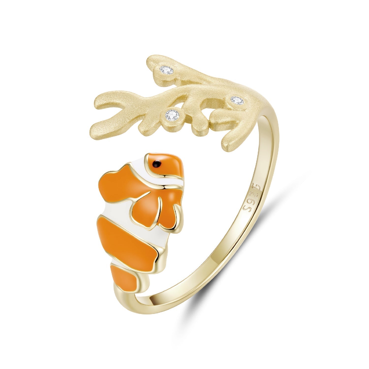 925 Sterling Silver Enamel Gold-Plated Ring for Women DestGlow
