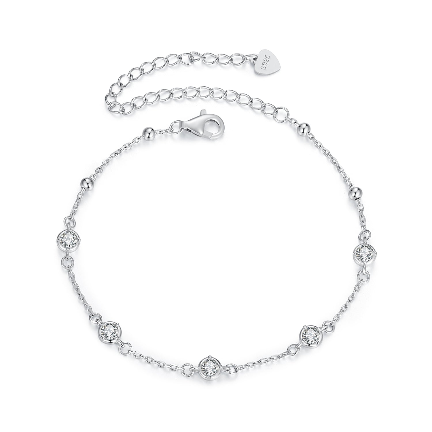 925 Sterling Silver 3mm Moissanite Bracelet for Women DestGlow
