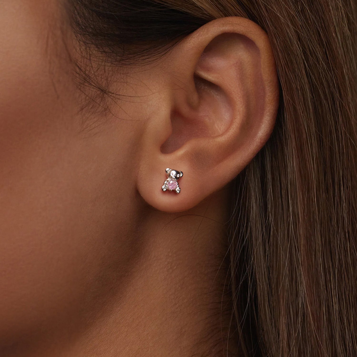 925 Sterling Silver Earrings with CZ in White Gold Plating DestGlow