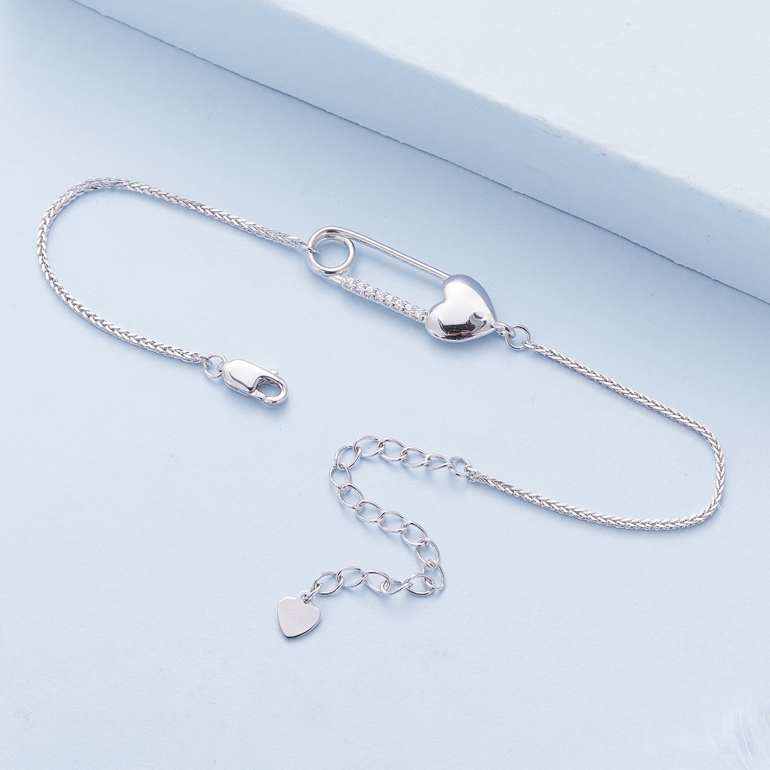 925 Sterling Silver Bracelet with CZ Pendant - 160mm Length and 8x26mm Pendant Size for Women DestGlow