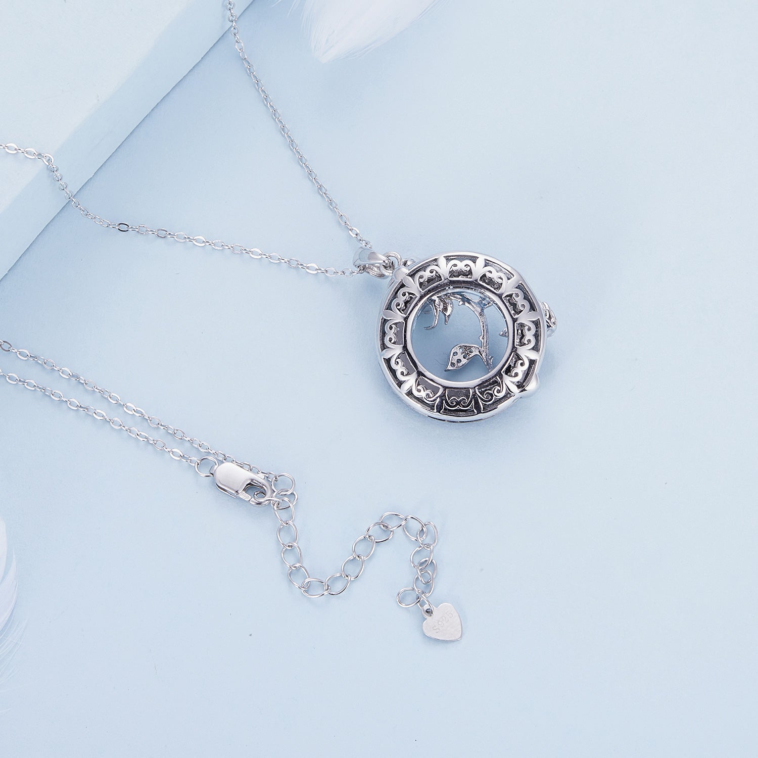 925 Sterling Silver Necklace with Pavé Setting CZ and Transparent Glass, 450mm for Women DestGlow