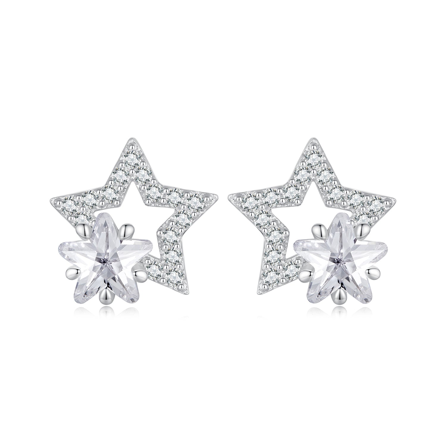 925 Sterling Silver Earrings 9x9mm with Pavé Setting CZ for Women DestGlow