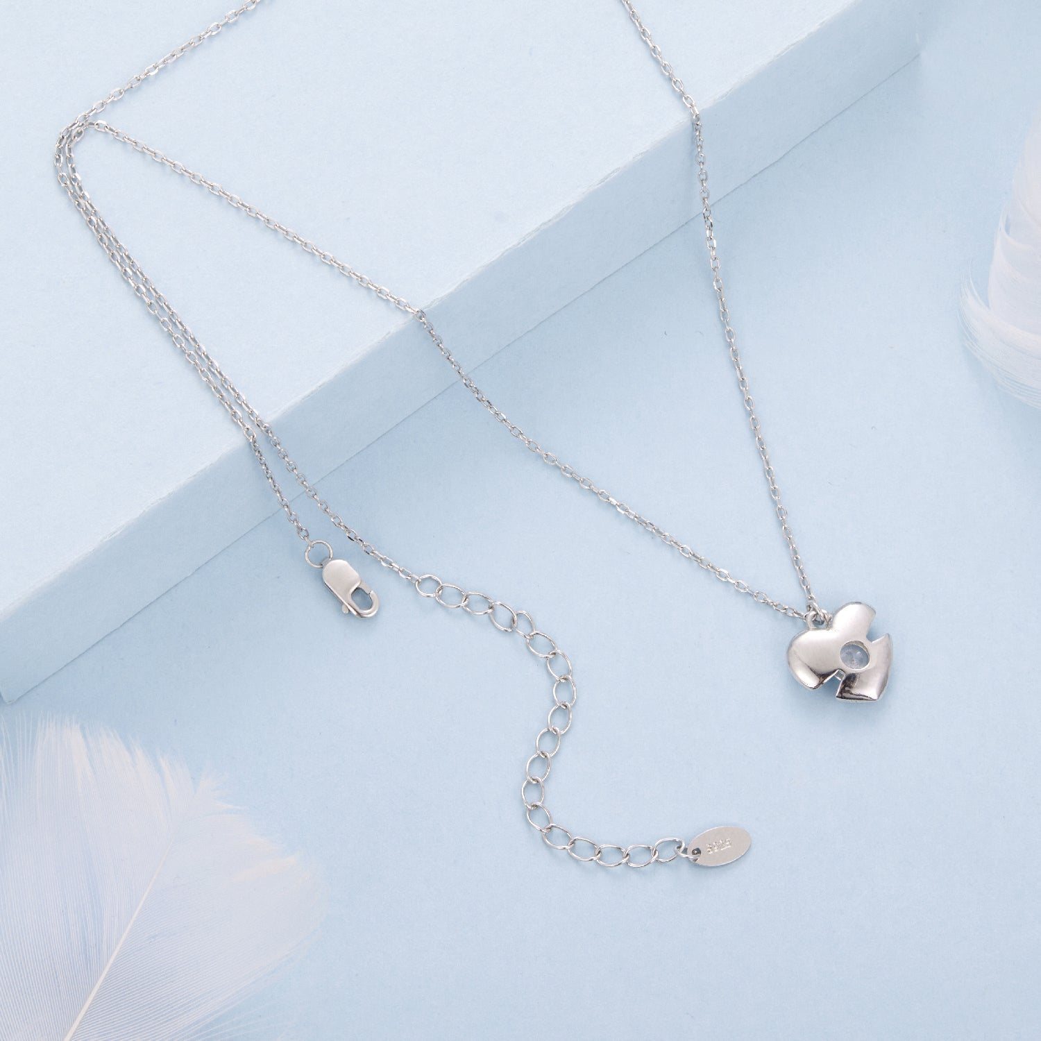 925 Sterling Silver White Gold Plated 40cm+5cm Length CZ Necklace for Women DestGlow