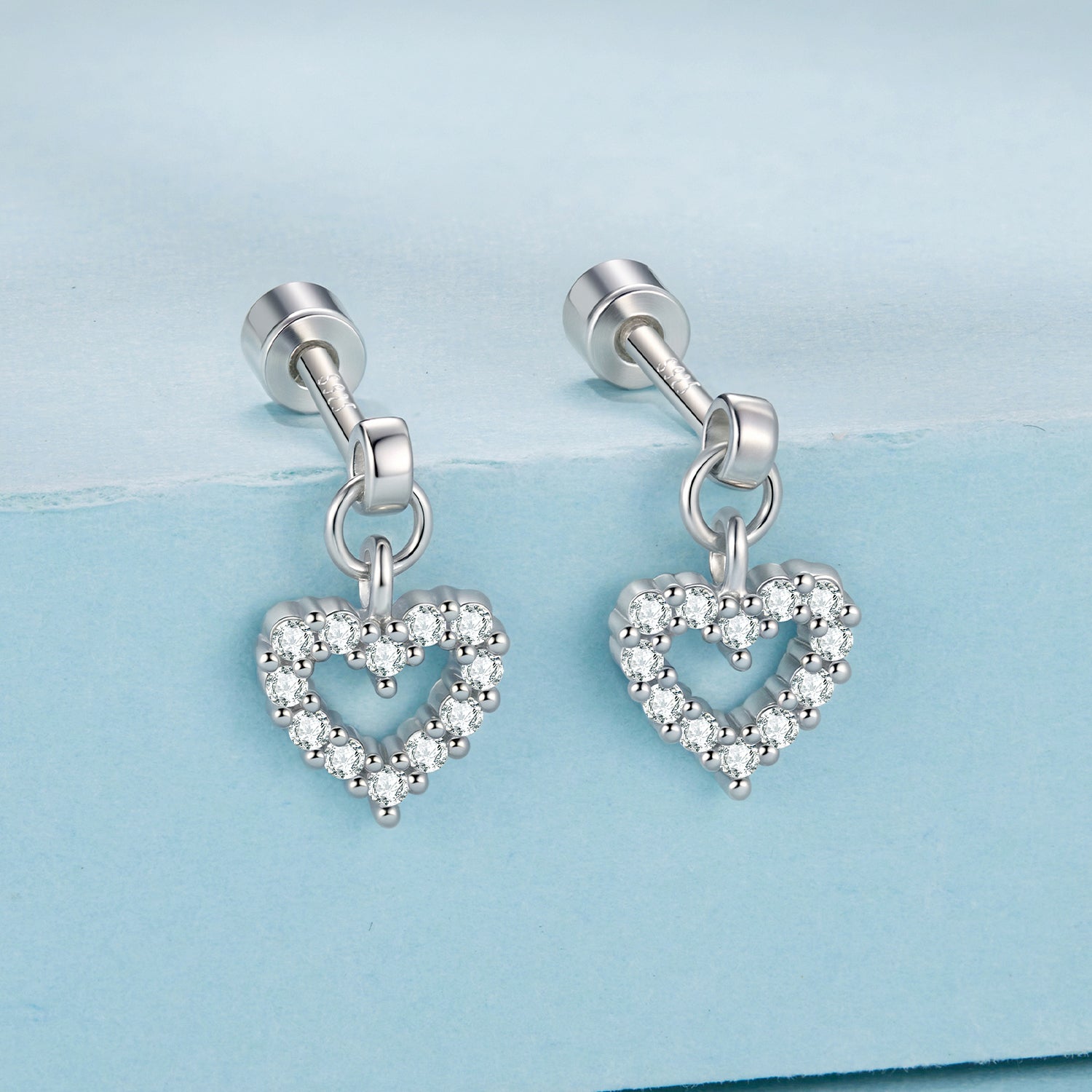 925 Sterling Silver White Gold Plated Pavé CZ Earrings DestGlow