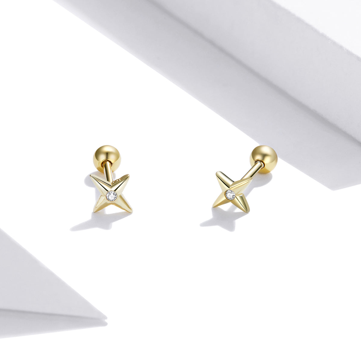 925 Sterling Silver Pavé CZ Gold Plated Earrings DestGlow