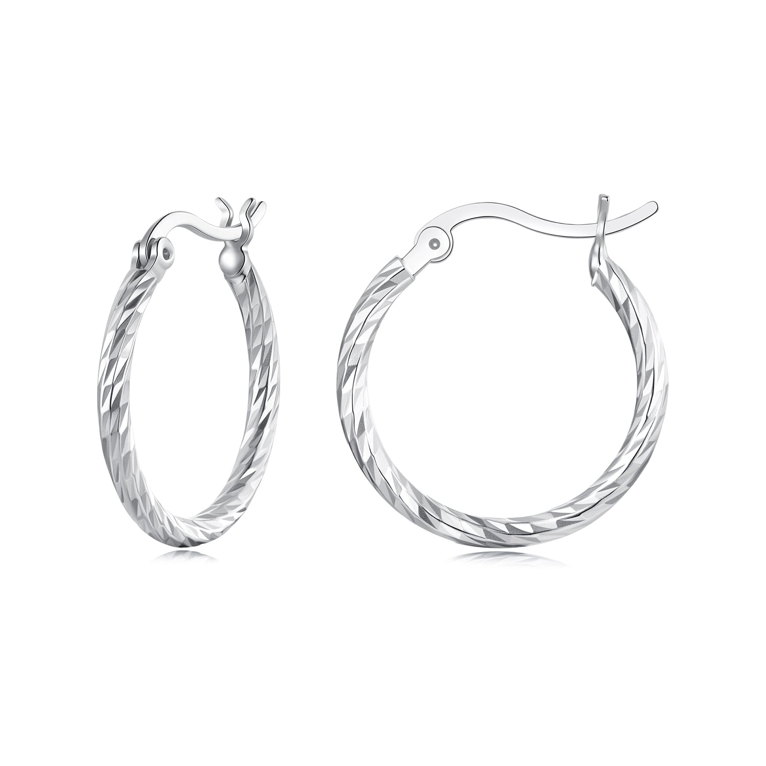 925 Sterling Silver Earrings with White Gold Plating DestGlow