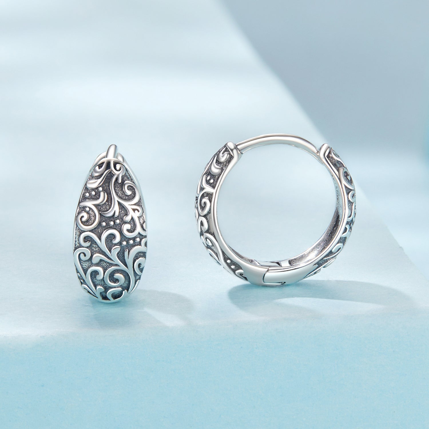 925 Sterling Silver Oxidized Silver Earrings 1.2*0.6cm for Women DestGlow