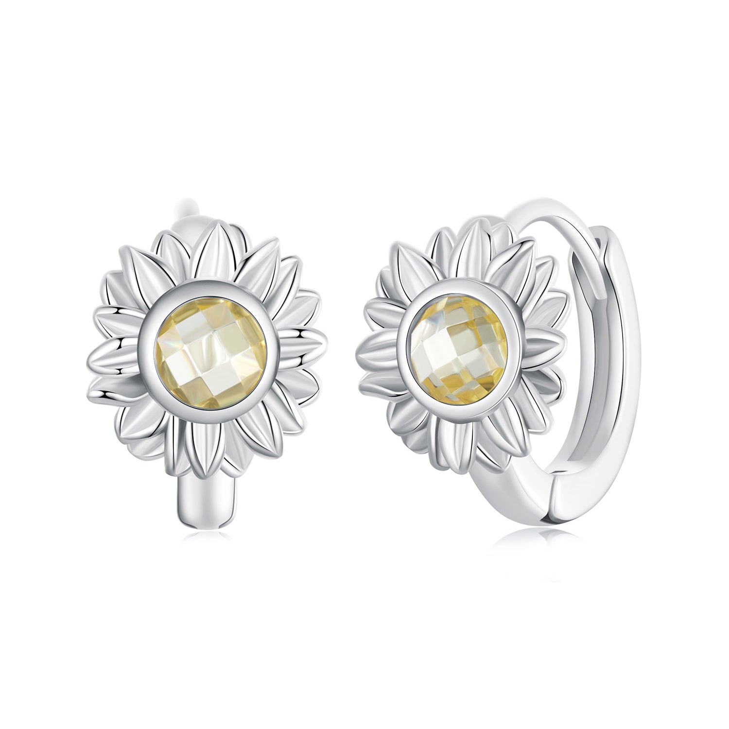 925 Sterling Silver Earrings with Transparent Glass, 12x9mm Size for Women DestGlow