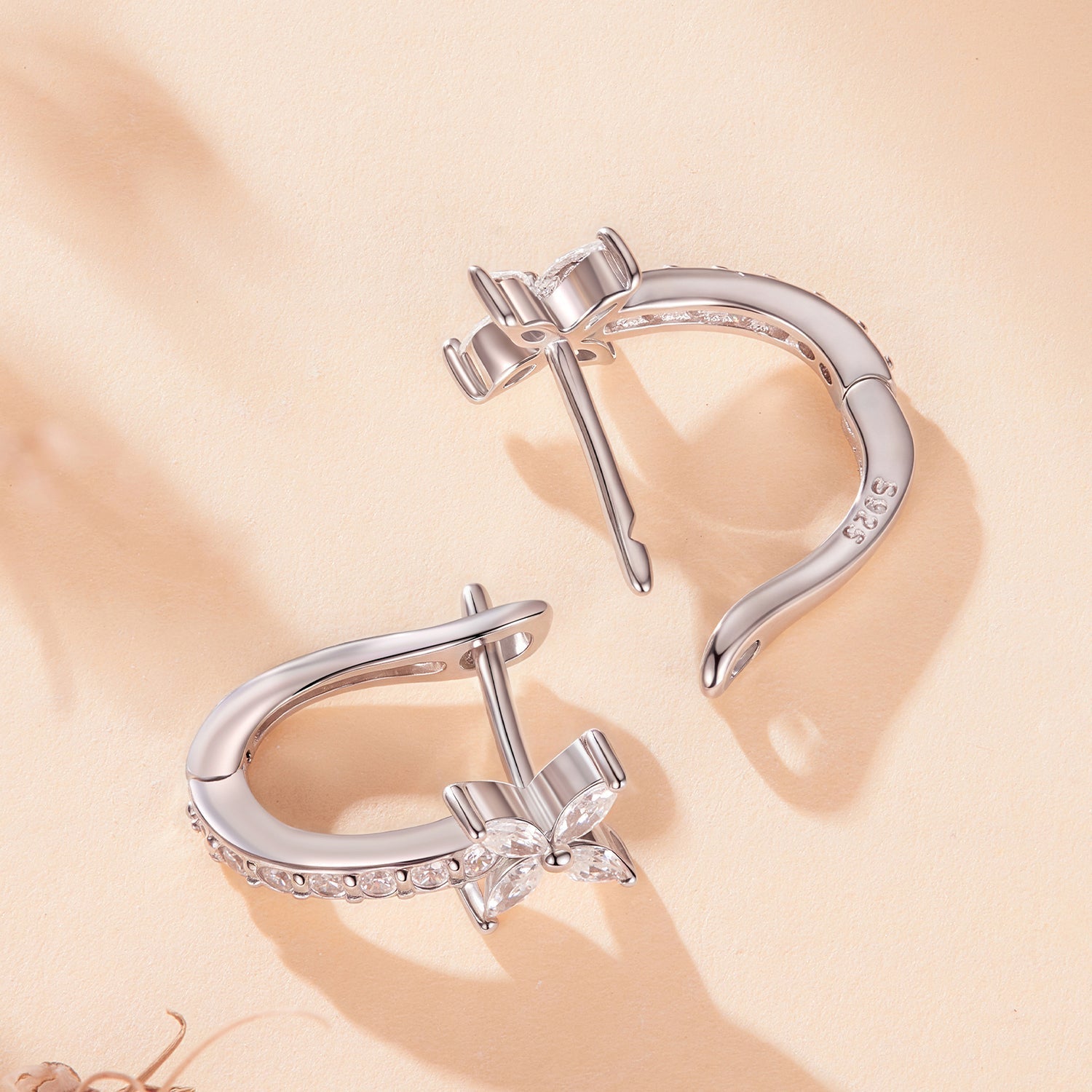 925 Sterling Silver White Gold Plated CZ Earrings for Women DestGlow