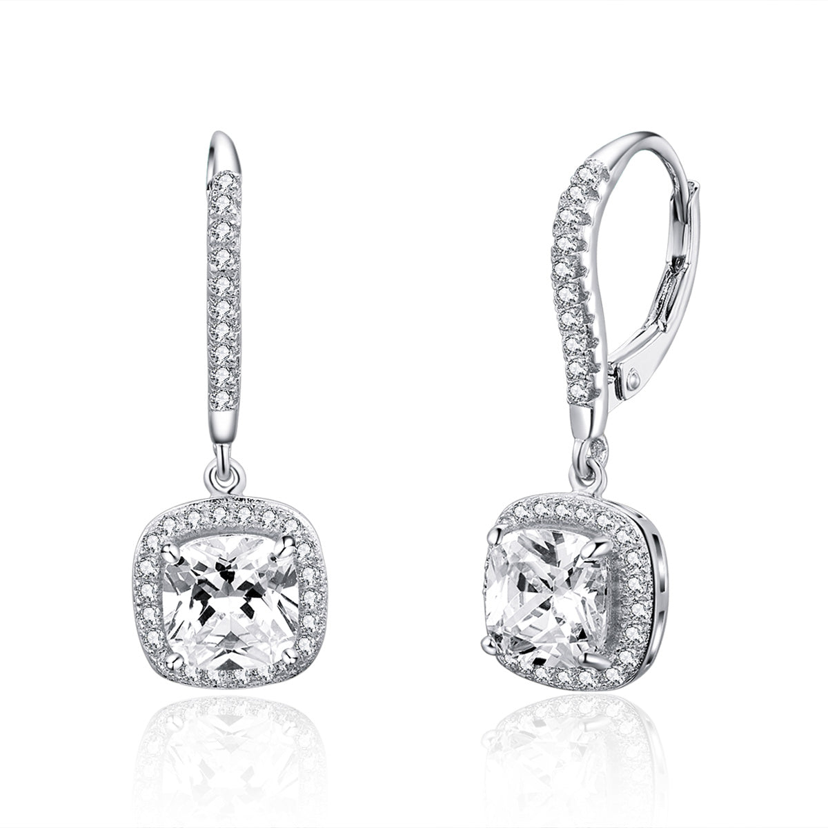 925 Sterling Silver Plated Gold Pavé Setting CZ Earrings for Women DestGlow