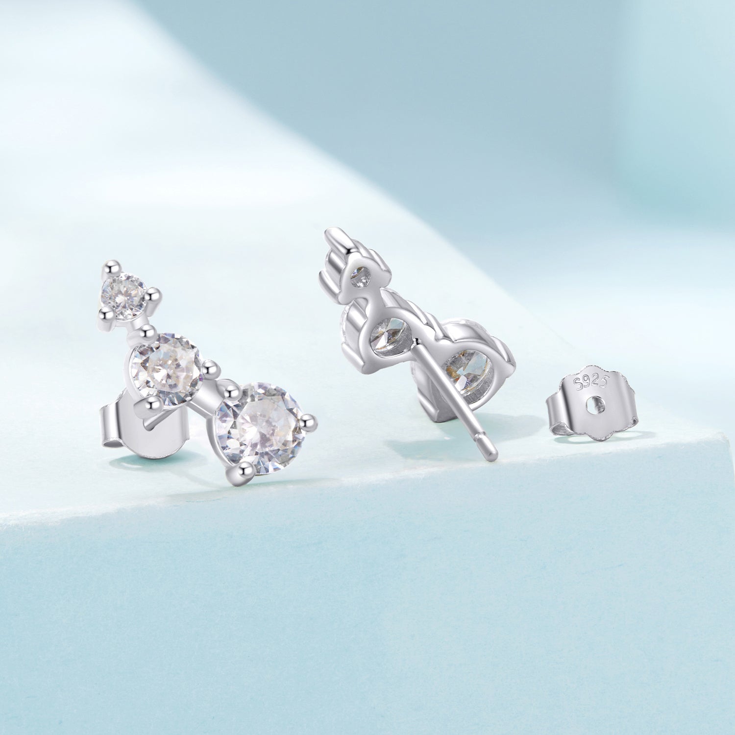 925 Sterling Silver Earrings with Pavé Setting CZ | Size 0.6*1.45cm for Women DestGlow