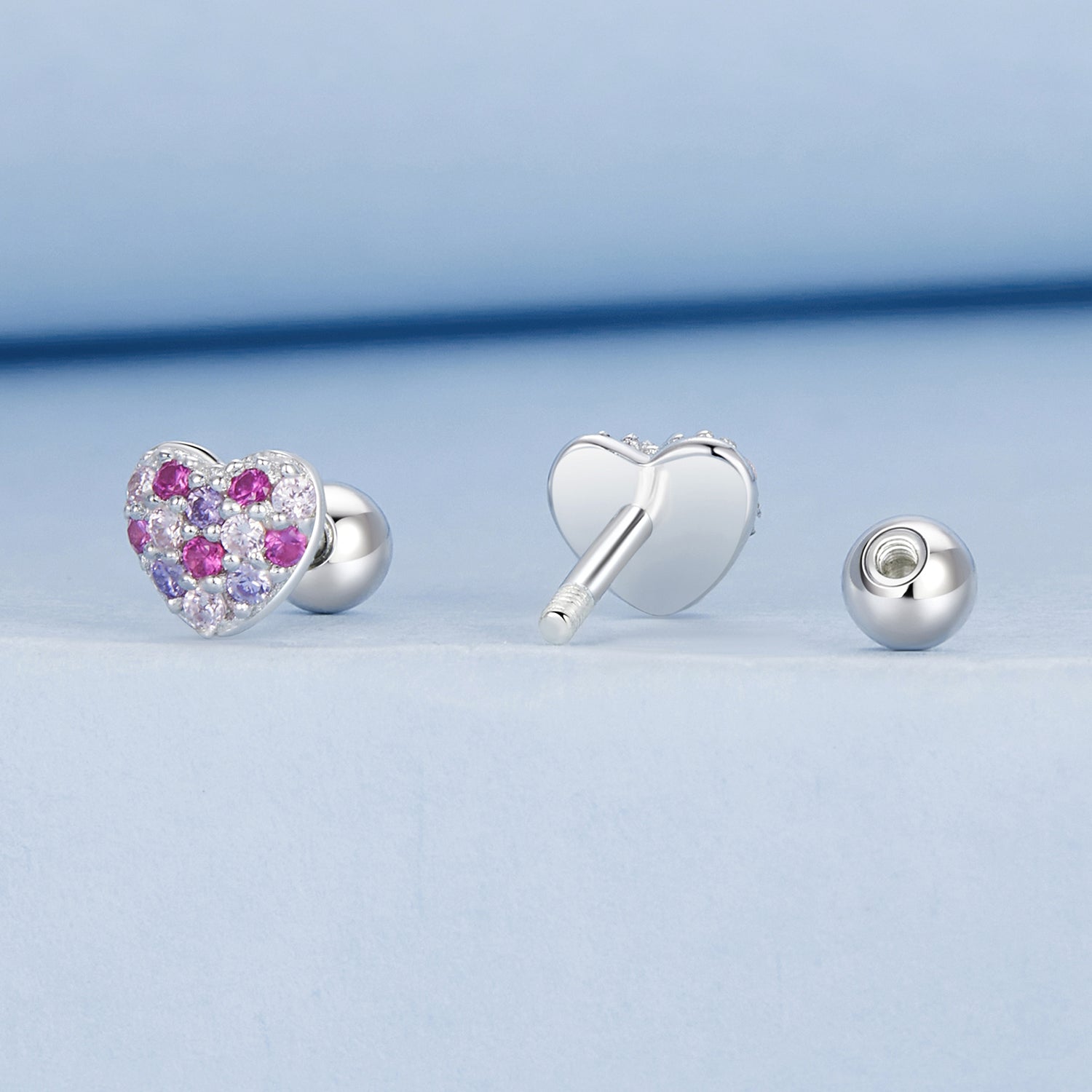 925 Sterling Silver Earrings with Pavé Setting CZ in White Gold for Women DestGlow