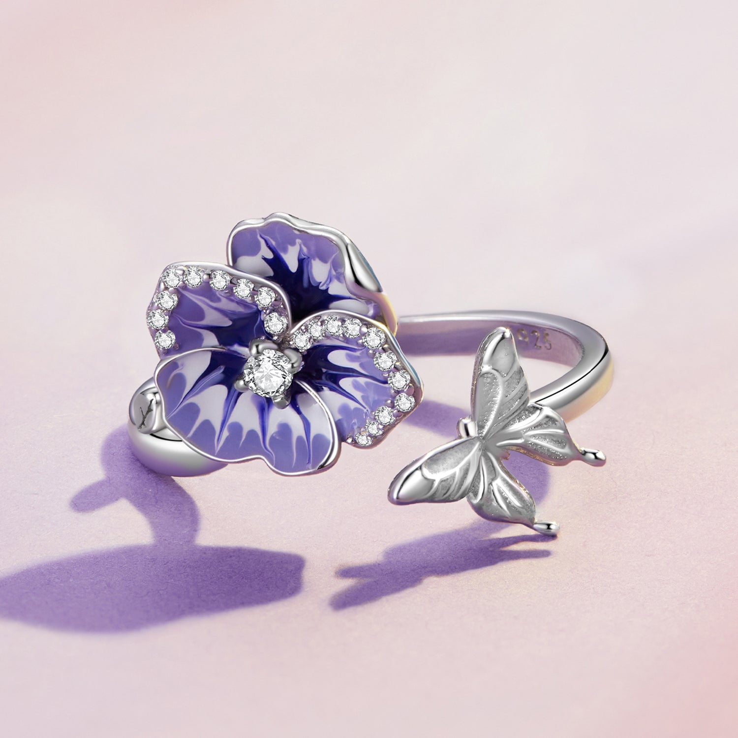 925 Sterling Silver Enamel Process Pavé Setting CZ Ring for Women DestGlow
