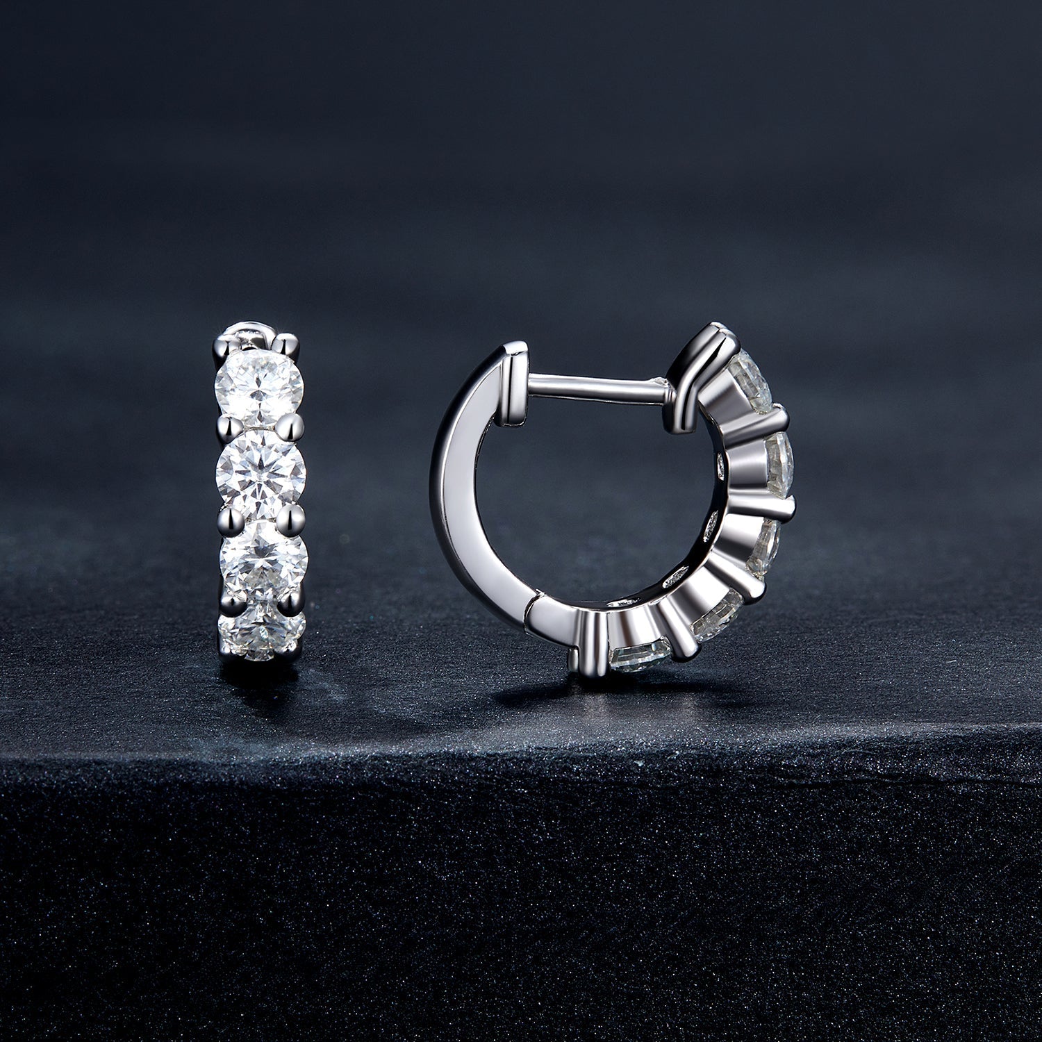 S925 Sterling Silver Moissanite Earrings, 1.3cm, Platinum Plated, for Women DestGlow
