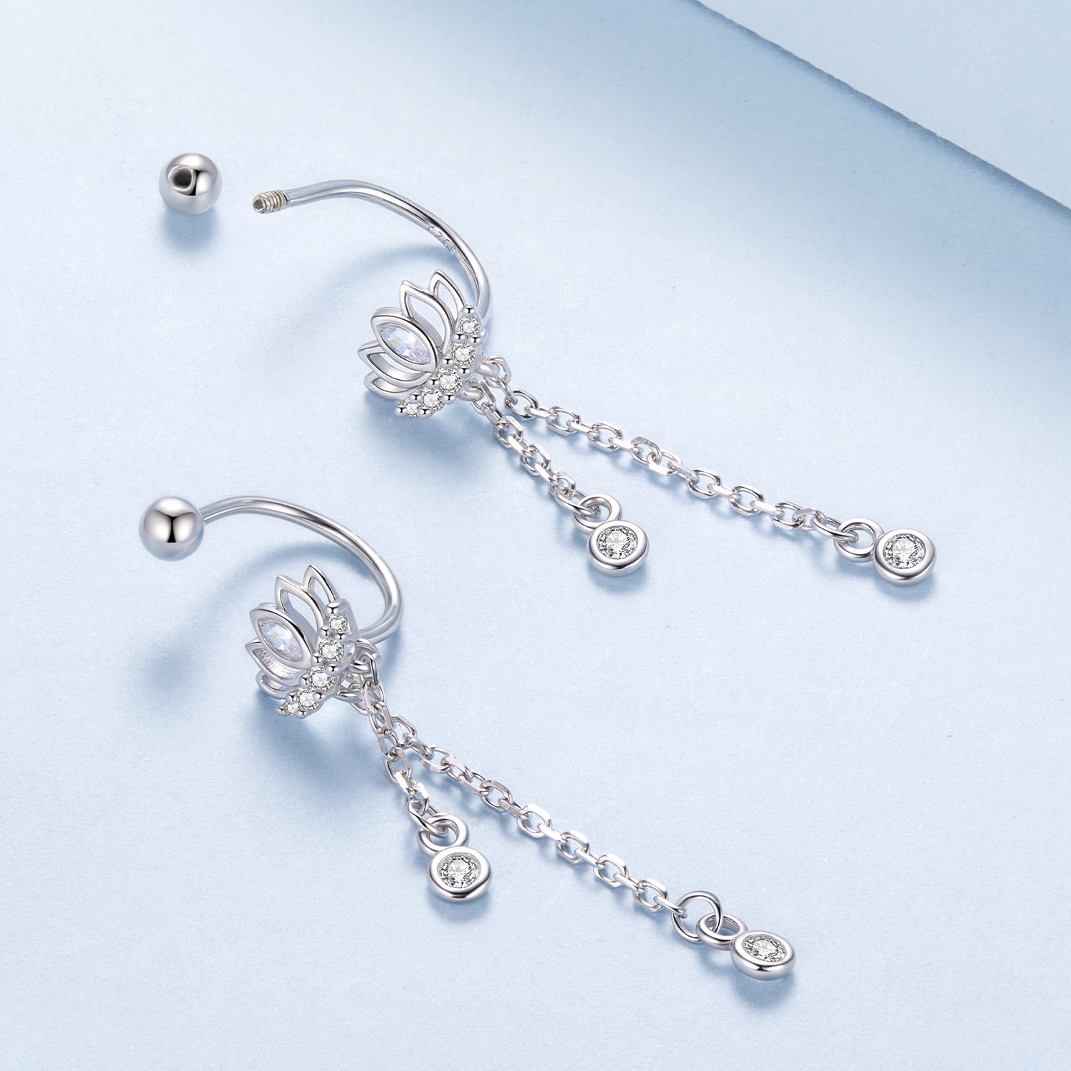 925 Sterling Silver Earrings with Pavé CZ in White Gold Plating - 3.1 x 0.7 cm for Women DestGlow