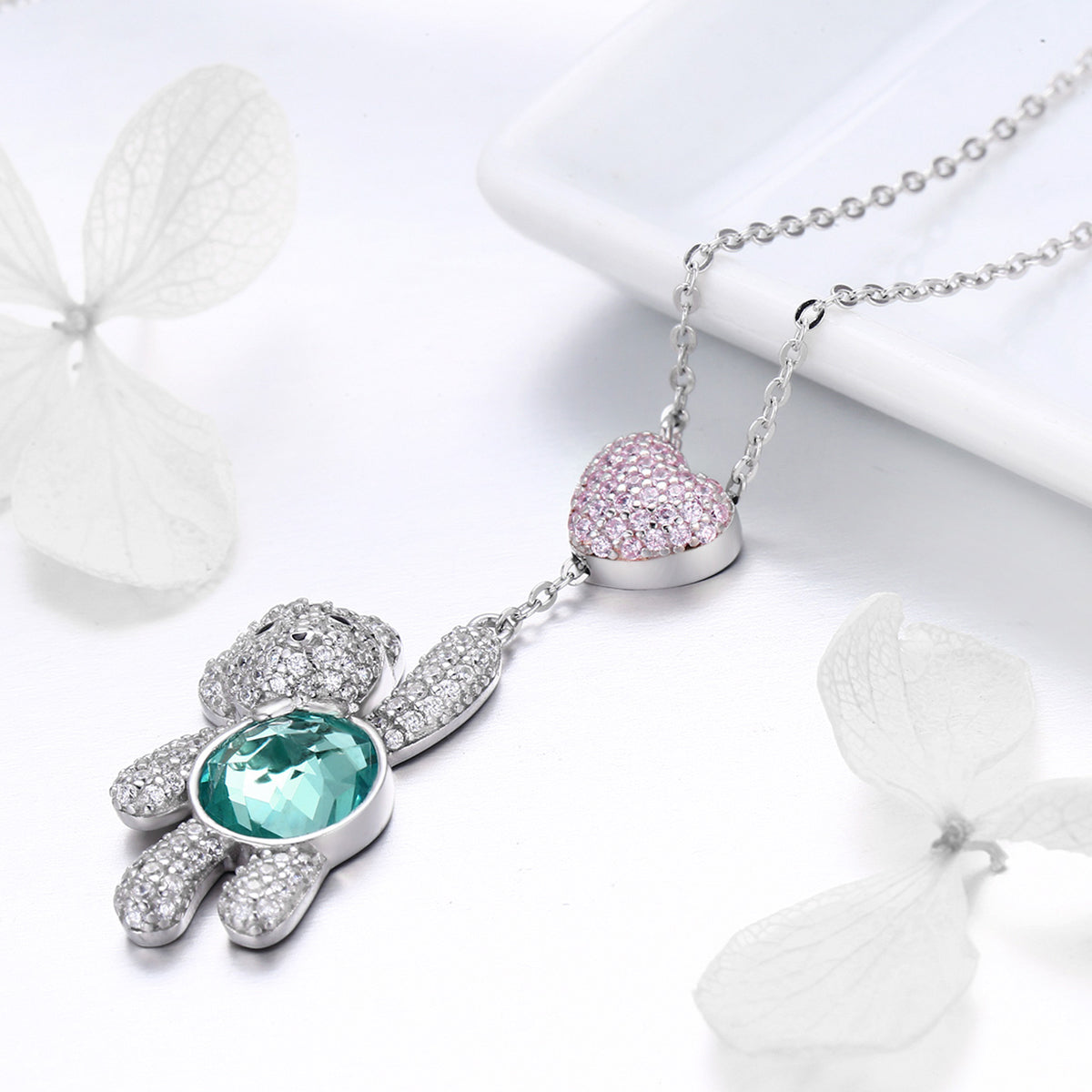 925 Sterling Silver Necklace 38-45cm with 3.1*1.3cm Pendant for Women DestGlow