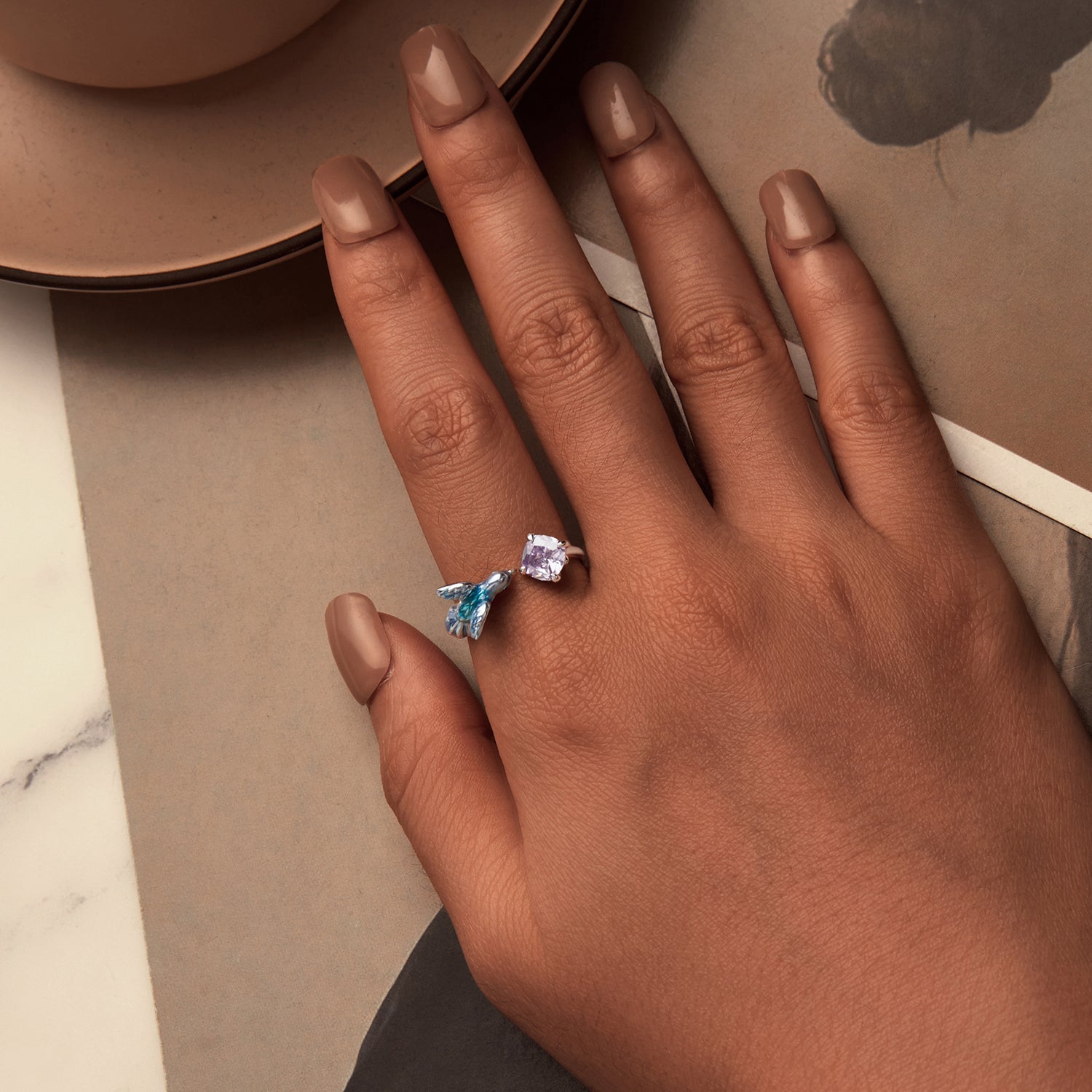 925 Sterling Silver Enamel White Gold Plated 1.6mm CZ Pavé Setting Ring DestGlow